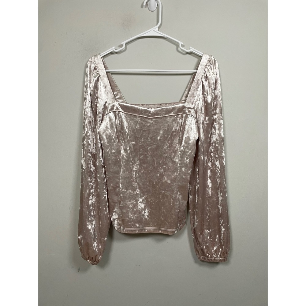 Anthropologie Jessima Velvet Top in Neutral Champagne Size Medium - Picture 2 of 9